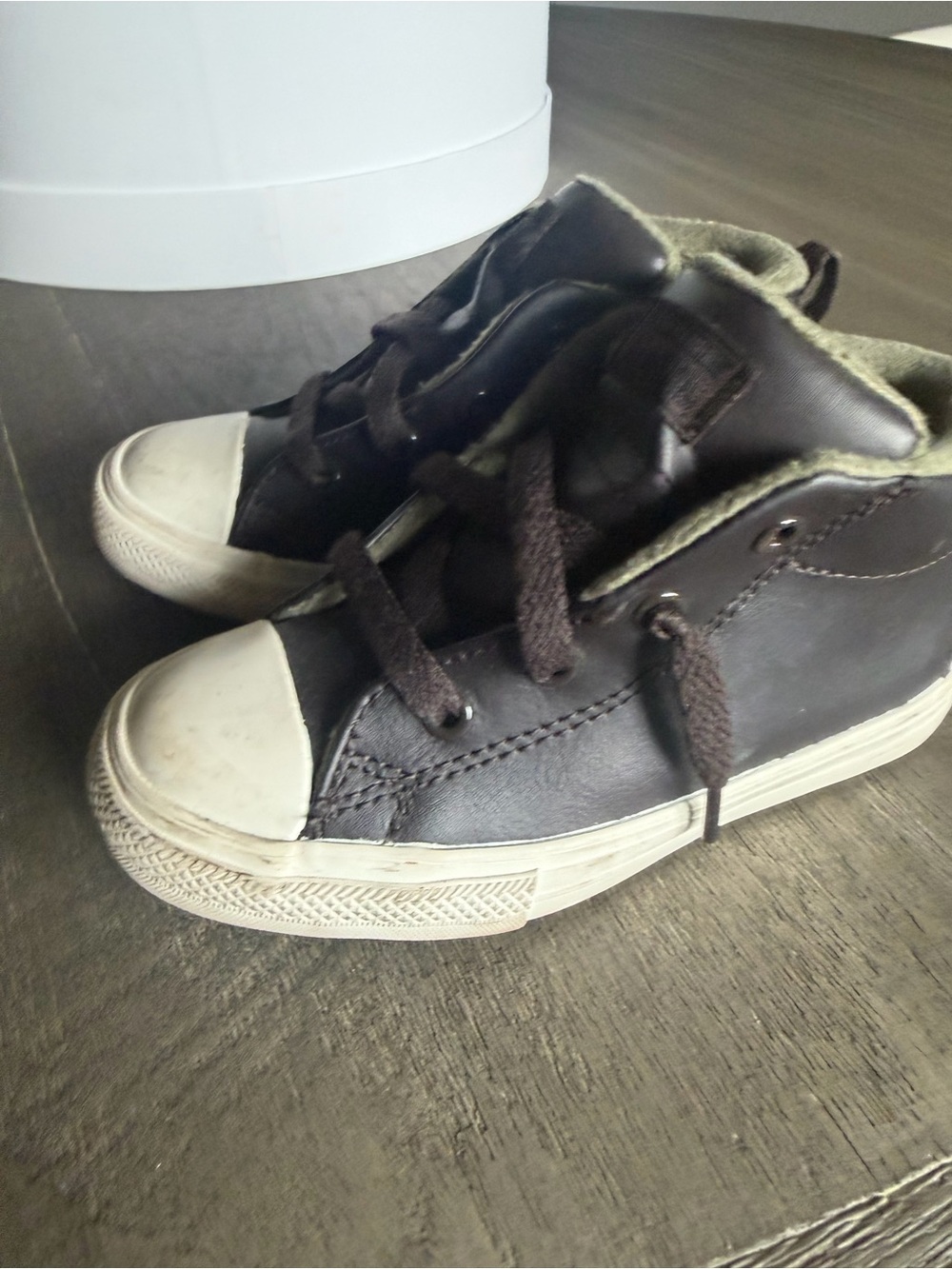 Converse Kids High-Top Sneakers in Dark Brown and White